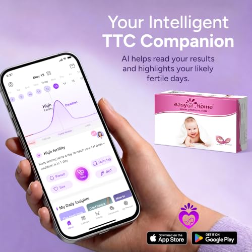 Image of Easy@Home Ovulation & Pregnancy Test Strips Combo Kit, 100 LH + 20 hCG | Includes 100 LH Ovulation Tests and 20 hCG Pregnancy Tests for At-Home Cycle and Pregnancy Testing, Package May Vary