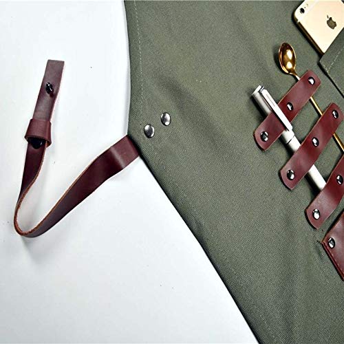 tablier Tablier d'outil Tableau ciré Toile de dessus Qualité véritable Tablier en cuir véritable Tablier de sangle de l'huile Resistant Resistant Resistant peintre jardinier travail uniforme