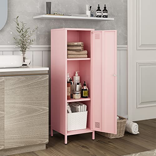 Miocasa Metal Locker Storage Cabinets With Doors And Shelves Lockable 3 Tier File Cabinet Organizer Coat Lockers For Kids, Living Room, Office, Gym (Pink) #TOP4