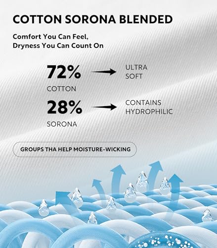 DAVID ARCHY Men's T-Shirt Heavyweight Tees Cotton Sorona Casual Plain Shirts Side Slit/Curved Hem Tees for Men 2-Pack2