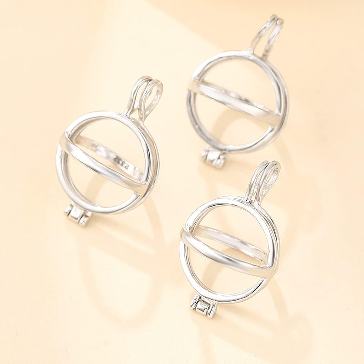 Pearl Cage Open Hollow Locket Hold 8-11mm Ball 925 Sterling Silver Lockets Charm Pendan for Bracelet Necklace