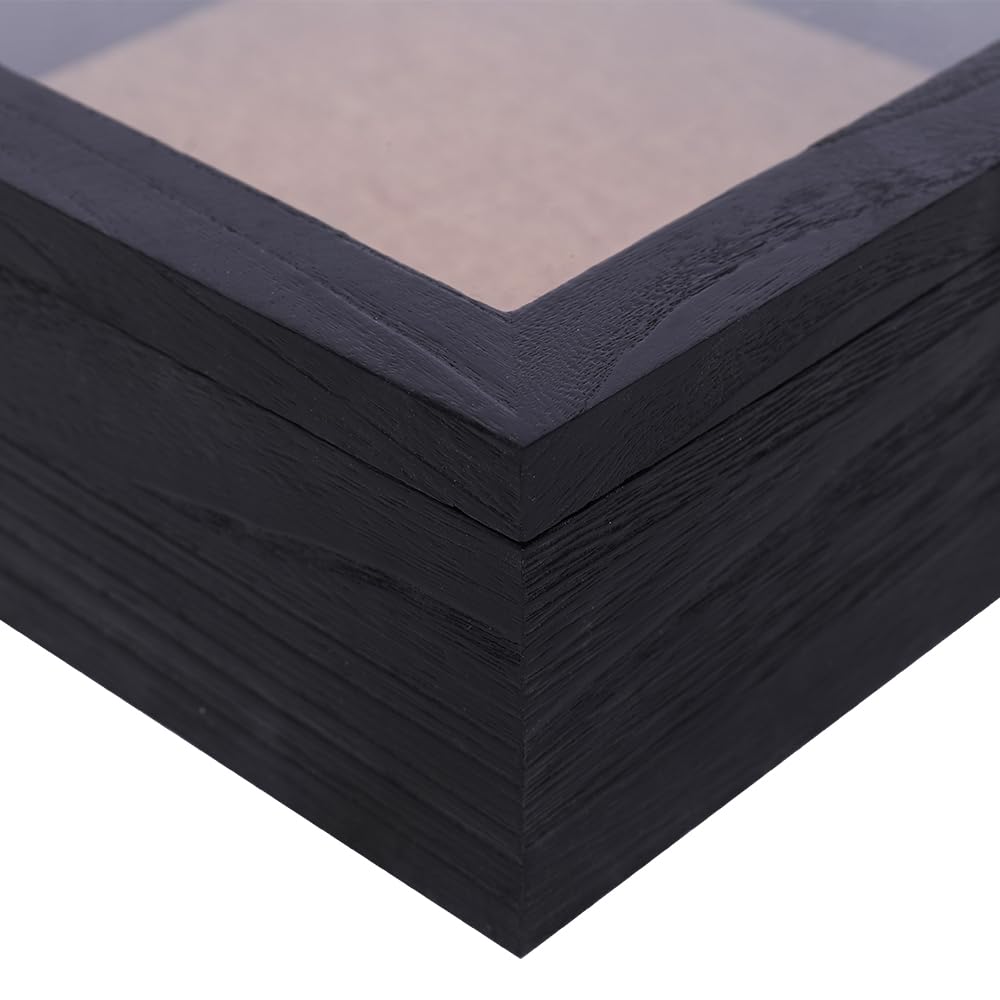12x12x4 Shadow Box Frame, Exterior Depth 4in Extra Deep Shadow Box for Pictures, Photos and Keepsake(Black)