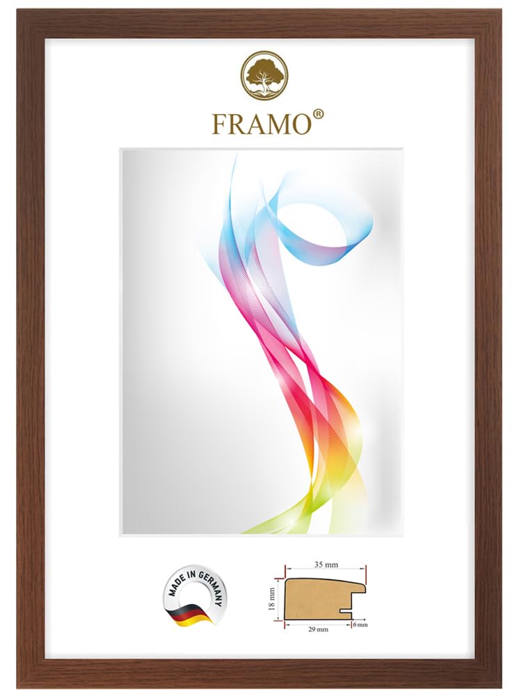 FRAMO Cornice in legno 46 x 61 cm (dimensione dell'immagine) in Wenge Marrone | Dimensioni selezionabili | Cornice per poster | Puzzle | Foto collage | Su misura | Foto cornice su misura