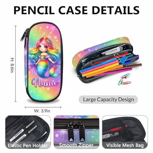 Backpacks for Girls, Custom Mermaid School Backpacks Set for Preschool Elementary, Personalized Name Kids Bookbag with Lunchbox Matching Combo, Schoolbag Gifts Ideas for Toddler 4-64