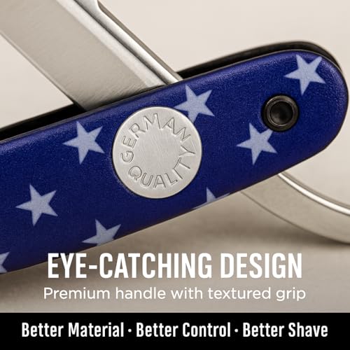 Image of Gentleman Flag Printed Barber -Shaving Razor for Men's Styling and Grooming - Straight Shaping Blade for Beard, Face, and Hair - Single-Edge Stainless Steel Cut Throat - Perfect for Saloon Use