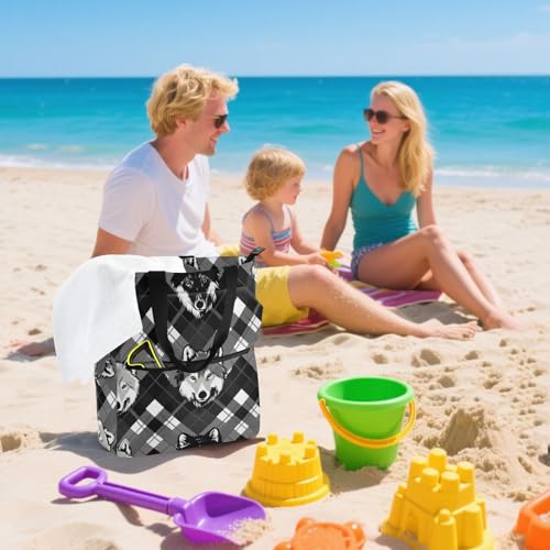 Bolsa de libros impermeable y reutilizable de lobos negros, resistente para colegio 7