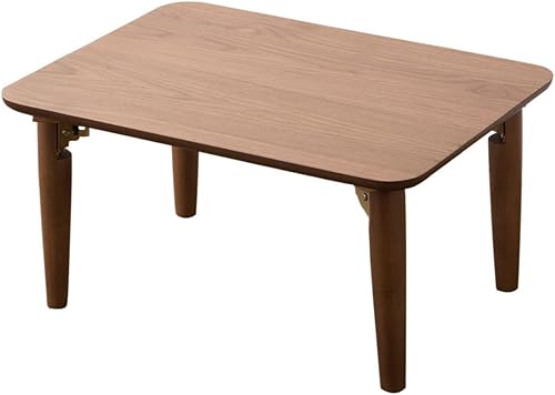 EMOOR Mesa auxiliar plegable de madera, rectangular, pequeña (17.7 x 23.6 pulgadas), nogal, mesa baja para sentarse en el suelo, espacio pequeño,