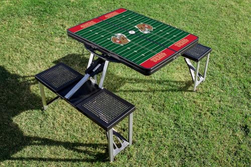 Image of Picnic TIME NFL Football Field Folding Picnic Table, Camping Table, Outdoor Table with Umbrella Hole