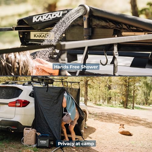 Kakadu Outback Shower Vehicle Tent, Camping Privacy Shelter, Bathroom Tent for Cars – con techo, luz LED, tecnología BlockOut®, soporte para toallas, sistema de almacenamiento miniatura 4