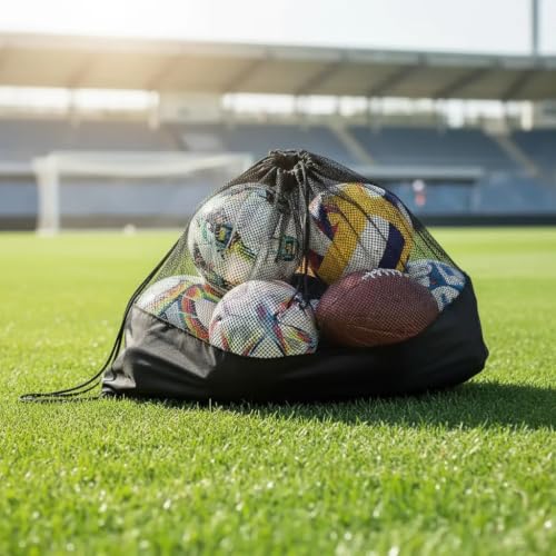 Saco Rede Porta Bolas Gigante 80cm - Bolsa Esportiva Nylon 600 Reforçada para 10 Bolas Futebol Vôlei Basquete (Tela Respirável)