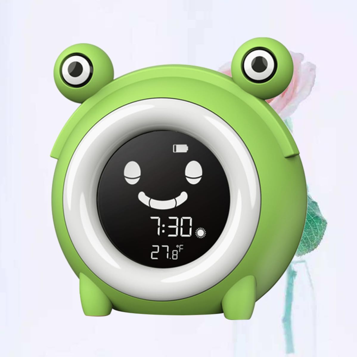Réveil Dessin Animé LCD Veilleuse Musicale pour Garçon et Filles, Vert