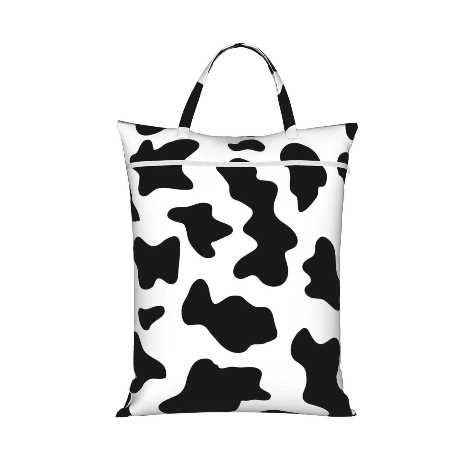Yfsgdlbn 1 Pc Cow Spot Printed Travel Dirty Laundry Bag Clothes Pack Storage Basket Bag