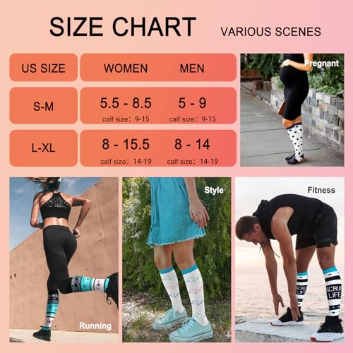 Image of Iseasoo 4 Pairs Compression Socks for Women Circulation-Best Support for Nurses,Running,Athletic,Travel