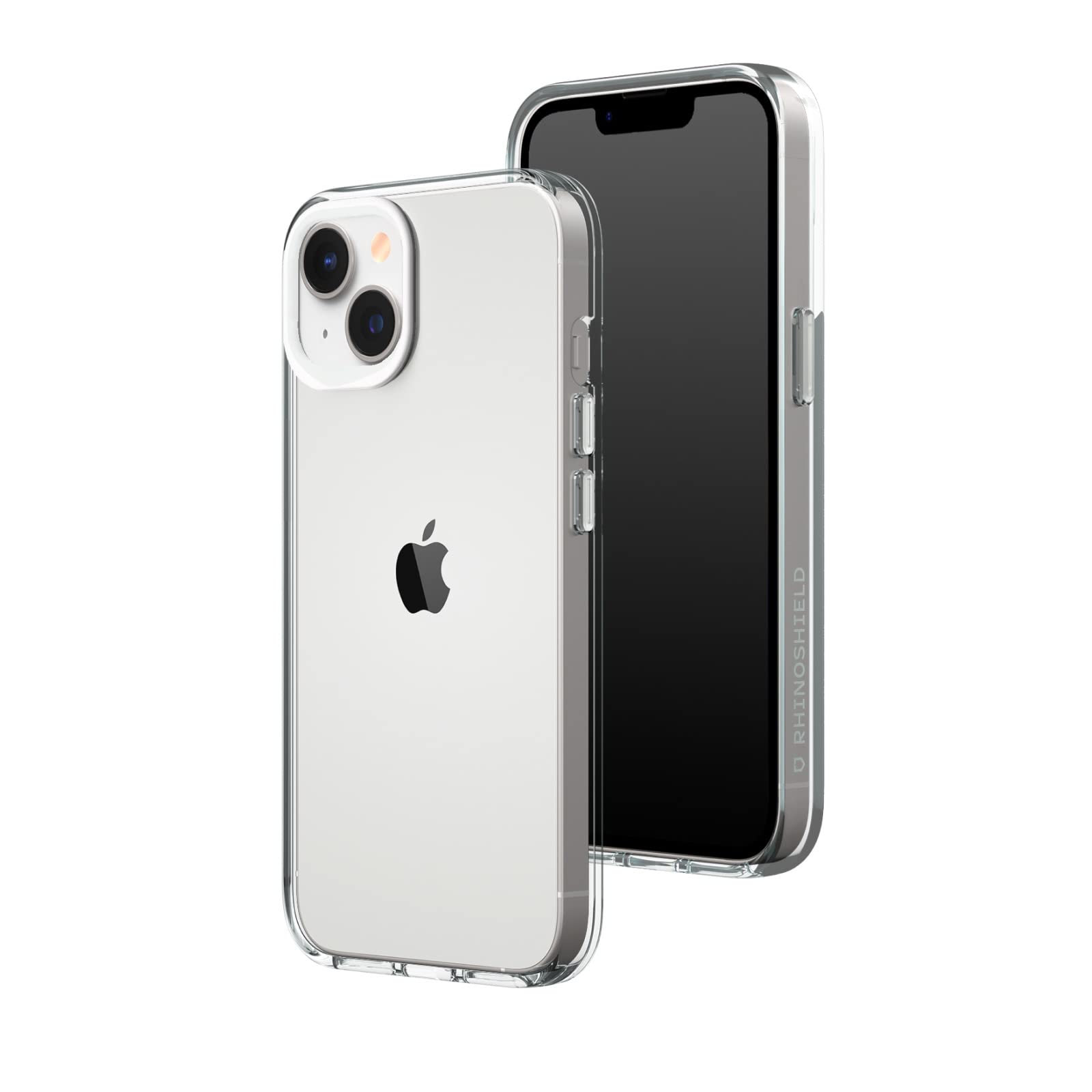 RhinoShieldCrystal Clear Case Compatible with [iPhone 13/14] | Advanced Yellowing Resistance, High Transparency, Protective and Customizable Clear Phone Case - White Camera Ring