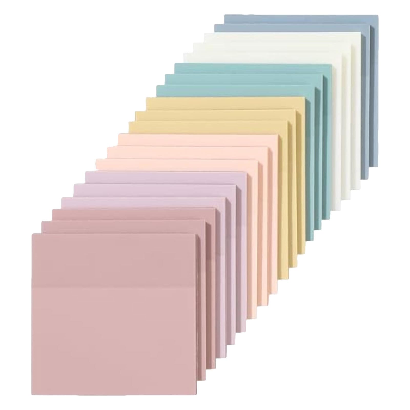 DOITOOL 1000 Stück quadratische, transparente Haftnotizen, gedeckte Farben, 7,6 x 7,6 cm, starke Haftung, liegt flach auf, leicht beschreibbar, für Büroablage und Buchnotizen