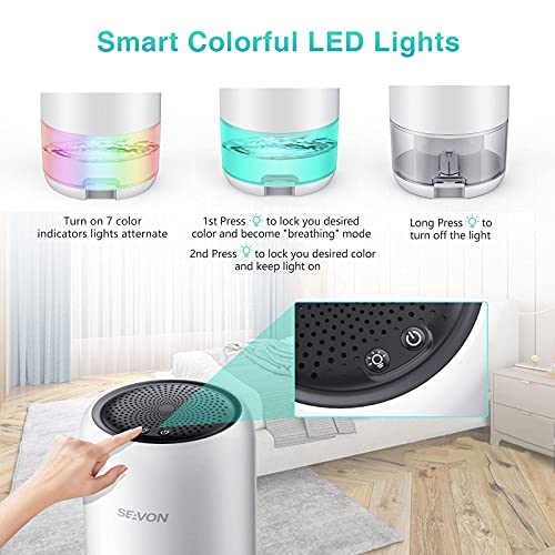 Seavon Dehumidifier 35Oz Dehumidifiers For Home 2500 Cubic Feet (280 Sq Ft) With 7 Color Led Light, Portable Quiet Dehumidifier With Two Working Mode For Basements, Bedroom, Bathroom, Rv #TOP3