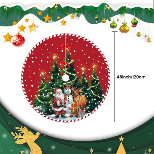 Christmas-Tree-Skirt-48-Inch-Red-Christmas-Decor-Tree-Skirt-Santa-Claus-Snowmen-Xmas-Tree-Skirt-Large-Polyester-Tree-Mat-Christmas-Ornament-for-Christmas-New-Year-Indoor-Outdoor-Party-Decoration Christmas Tree Skirt 48 Inch Red Christmas Decor Tree Skirt Santa Claus Snowmen Xmas Tree Skirt Large Polyester Tree Mat Christmas Ornament for Christmas New Year Indoor Outdoor Party Decoration