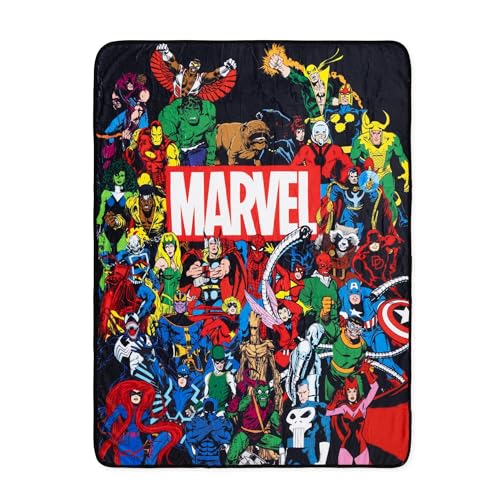 Marvel Comics Superheroes Fleece Throw Blanket | Soft Polyester Cover For Sofa Bed | 45 x 60 Inches