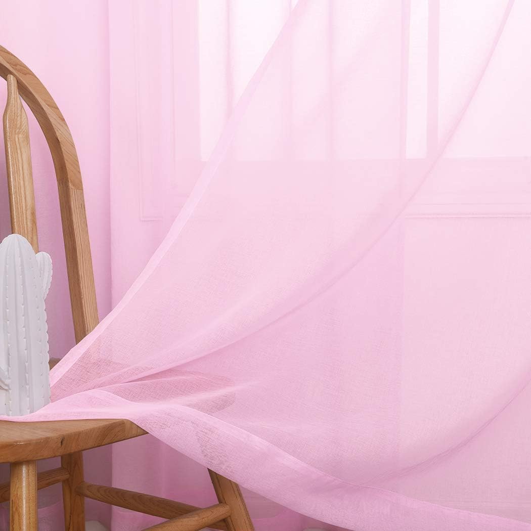 MYSTIC-HOME Pink Sheer Curtains 84 Inches Long, Rod Pocket Sheer Drapes Bedroom, 2 Panels - Image 5