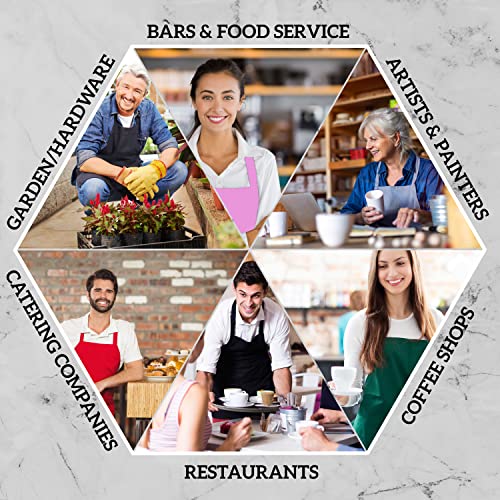 Image of GREEN LIFESTYLE 2 Pack Chef Apron with Pockets - Grilling Aprons for Men, Waterproof Cooking Apron for BBQ, Work or Restaurant Use, Kitchen Aprons for Women with Pockets - Pink