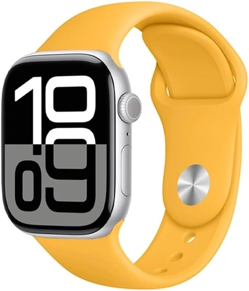 1pcs Silicone Watch Band Sport Bracelet 46mm 44mm 45mm 40mm 42mm 41mm Series 11 10 9 8 7 6 5 3 Ultra 2 49mm (Sunshine)