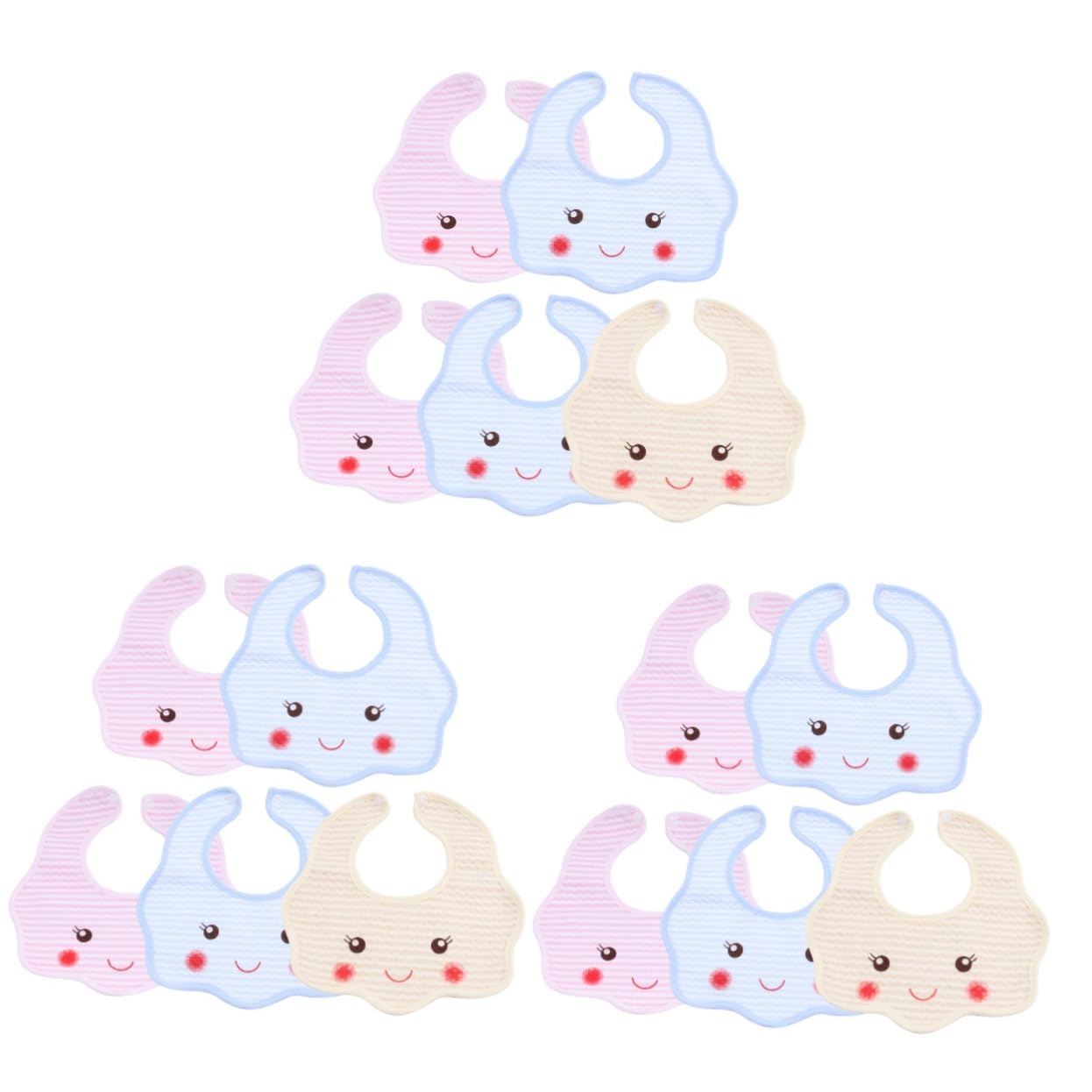 TOYANDONA 15piezas Baberos Impermeables De Algodón Para Bebés De Diseño Cartoon Ajustables y Reutilizables Toallas De Saliva Para Alimentación y Mezcla De