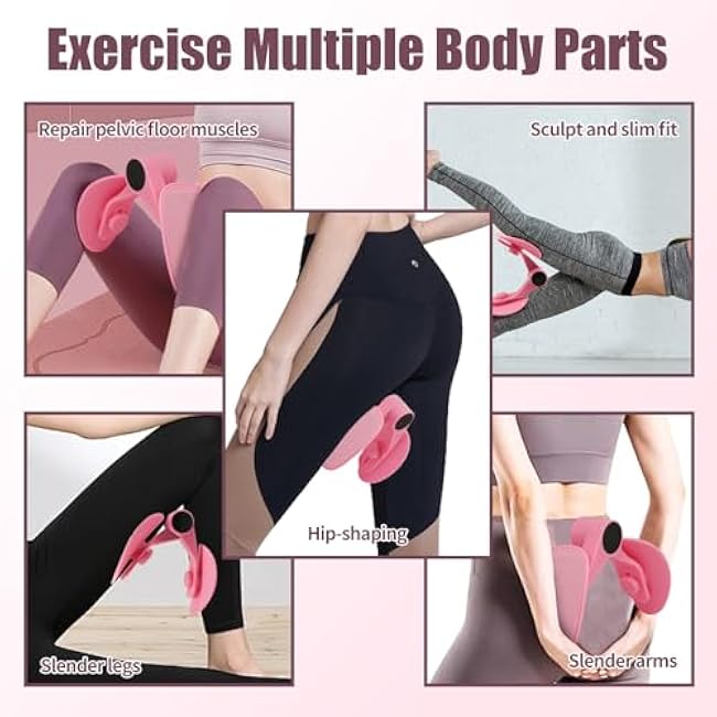 360¡ã Rotation Thigh Master Thigh Exerciser, Inner Thigh Exerciser Equipment for Women with Three-Gear Adjustment, Pelvic Floor Muscle Repair Trainer Kegel Exercise, Pink