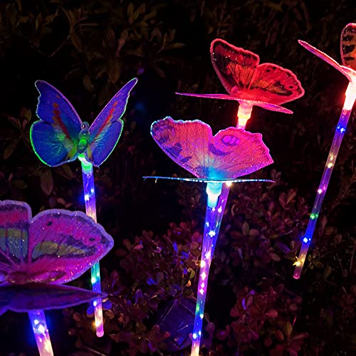 Nuevo LED solar impermeable tierra enchufe luz fibra mariposa noche luz jardín decoración color atmósfera luz Cover