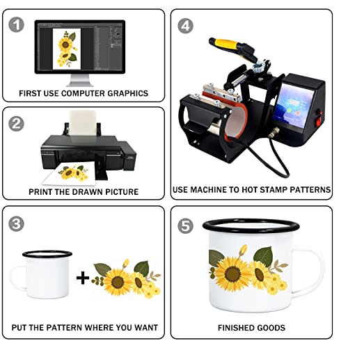 Maikesub 4 Pack Sublimation Blanks Enamel Mug 12 Oz With Black Rim Camping Travel Coffee Metal Mug Can Be Used As A Gift For Christmas Thanksgiving Mother's Day Father's Day #TOP4