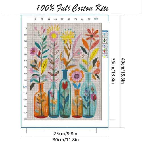 Image of Stamped Cross Stitch Kits for Adults Beginner,Flower Counted Cross Stitch Kits Printed Stitching Cute Patterns Dimensions Needlepoint Art Crafts Embroidery Kits for Adults Beginners (15.7x11.8 inch)