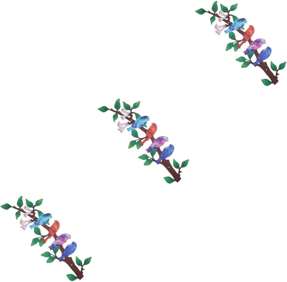 Happyyami 3pcs Iron Toucan Birds on Branch Wall Art Bird Wall Hanging Birds Metal Sculpture Metal Statue Pendant Outdoor Plaques Decorative Outdoor Decor Outdoor Bird Wall Decor Animal