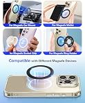 4Pcs Metal Ring for Magsafe Sticker: Ultra-Thin(0.3mm) Mag Safe Adapter for Magnetic Pop Socket Phone Grip Wallet Car Mount, Universal Adhesive Mag-Safe Ring Kit(No Magnet) for iPhone Samsung Case