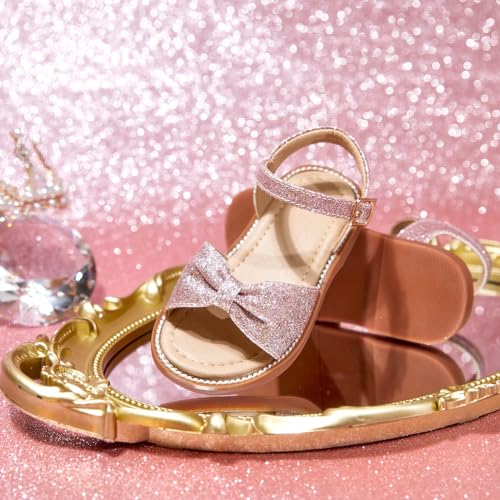 Image of Kolan Toddler Girl Sandals Open Toe Flat Princess Dress Shoes Little Kids