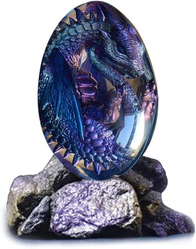 MTDBAOD Lava Dragon Eggs, Dragon Egg Crystal, Crystal Transparent Dragon Egg Resin,Handmade Sculpture Fire Pocket Dragon Souvenir, Dragon Egg Decor (Purple with Base) Cover