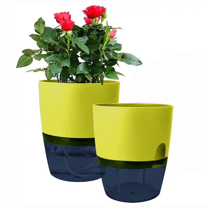 InHydro - Combo of 2 Self-Watering Pots, Durable Plastic Pots, Indoor & Outdoor Use, Home & Office Decor, Plants Not Included, Pot Size: 18 * 15 Cm (Yellow) (B0CXY6TVWF) Amazon Price History, Amazon Price Tracker
