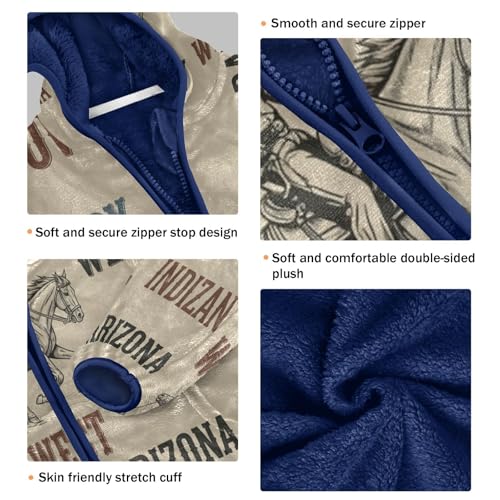 Cowboy Wild West Pattern Toddler Fleece Jacket Girl Boys Hooded Fleece Jacket Coat Warm Outwear Zip-up 3-10T3