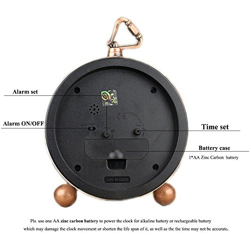 Justup Table Clock, Vintage Non-Ticking Table Desk Alarm Clock Battery Operated With Quartz Movement Hd Glass For Bedroom Living Room Kids (Arabic) #TOP5