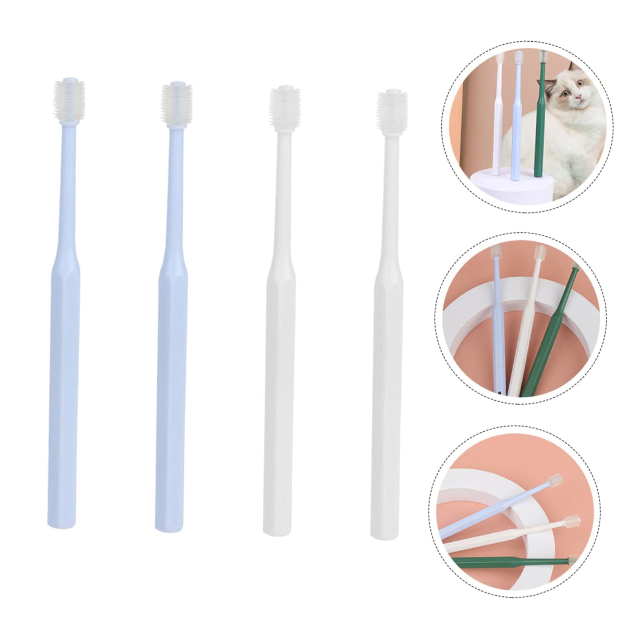 Sosoport 12piezas Cepillo De Dientes Para Mascotas Limpieza Oral Para Perros y Gatos De Azules y