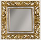  Casa Padrino Miroir baroque de luxe Doré/gris/blanc – Miroir mural de style baroque – Mobilier baroque – Qualité de luxe – Fabriqué en Italie