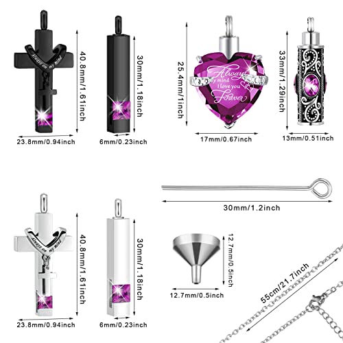 Fumete 6 Pcs Ashes Necklace Urn Jewelry for Human Ashes Memorial - Men & Women Pendant2