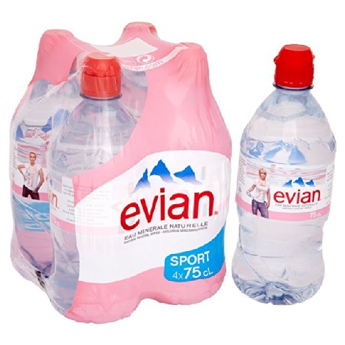 Evian Still Mineral Water Sports Cap 4 x 750ml
