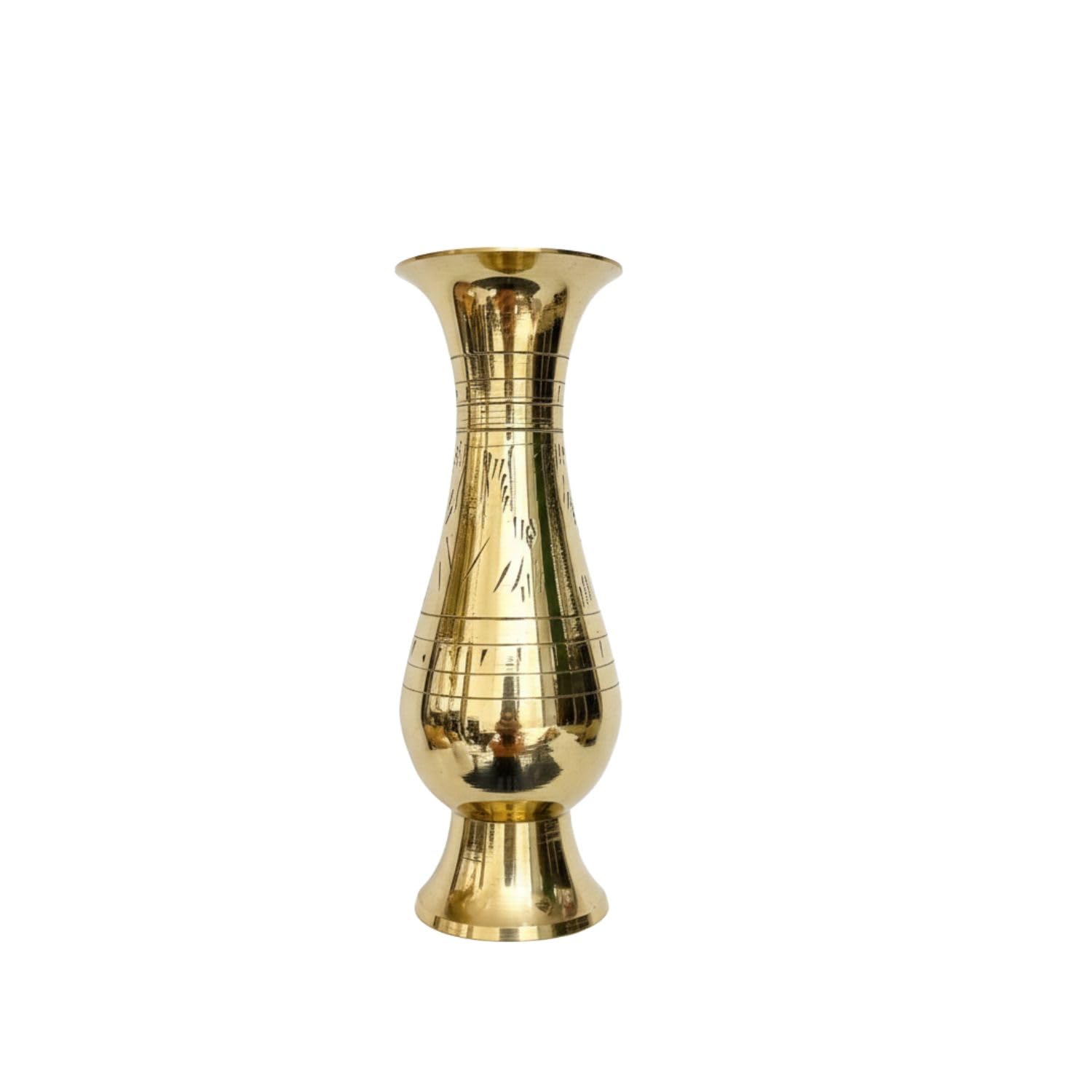 Pure Brass Flower Vase Dokra Craft Flower Pot for Home (6.5 Inches)-image-12