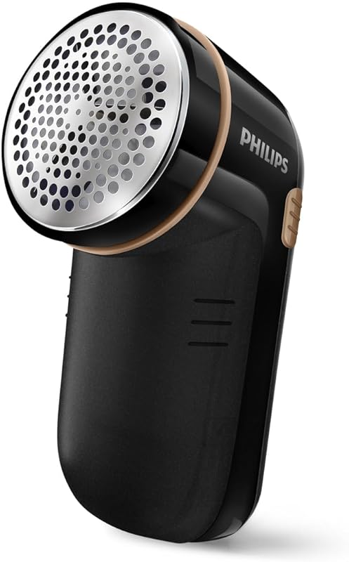 Philips Rasoir Anti-Bouloches – Élimination Rapide des Peluches, 8800 TR/Min, Grande Lame, 3 Tailles de Grille, sûr pour Tous Tissus, bac Facile à Nettoyer, 2 Piles AA, Design Compact (GC026/80)
