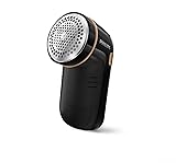 Philips Fusselrasierer – 8800 U/min, große Klingenfläche, 3 Maschengrößen, sicher für alle Stoffe, leicht zu reinigen, 2 AA-Batterien, kompaktes Design (GC026/80) Black/Gold 2x AA Batterie