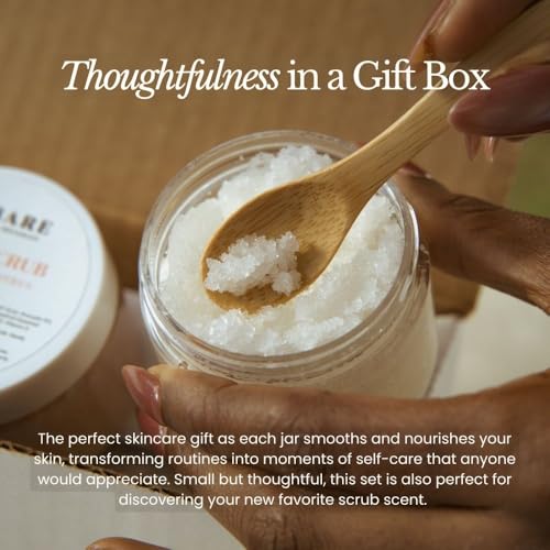 Bare Botanics 3 pc Body Scrub Gift Set - Ready to Gift Naturally Scented Sea Salt Scrub Made in Madison, WI - Formulated w/Skin Loving Moisturizers - Vegan, Cruelty Free Exfoliator w/a Cute Spoon - Image 3