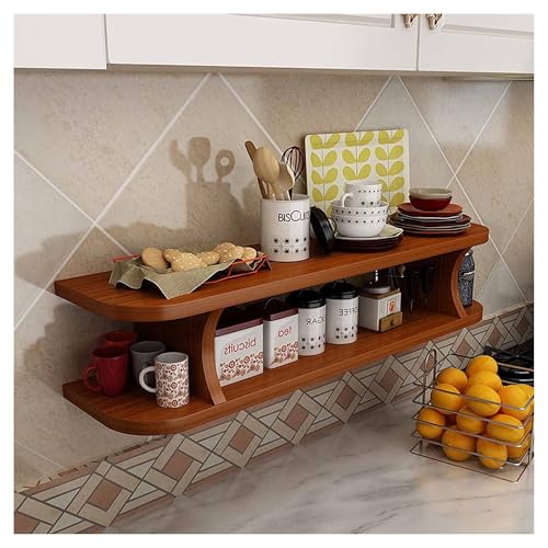 Meuble TV flottant marron compact 60cm mat avec gestion câbles