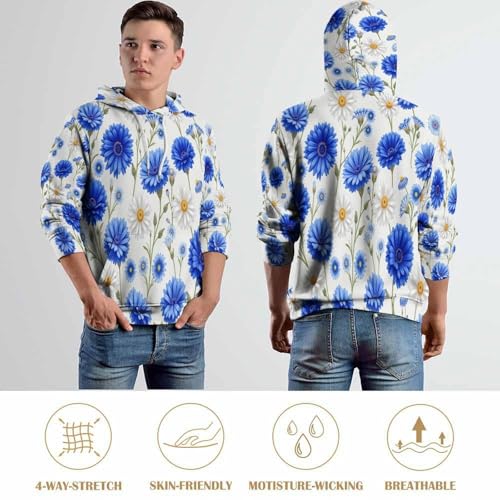 Sweat à capuche imprimé fleurs aquarelle 3D unisexe pour automne et hiver - 5