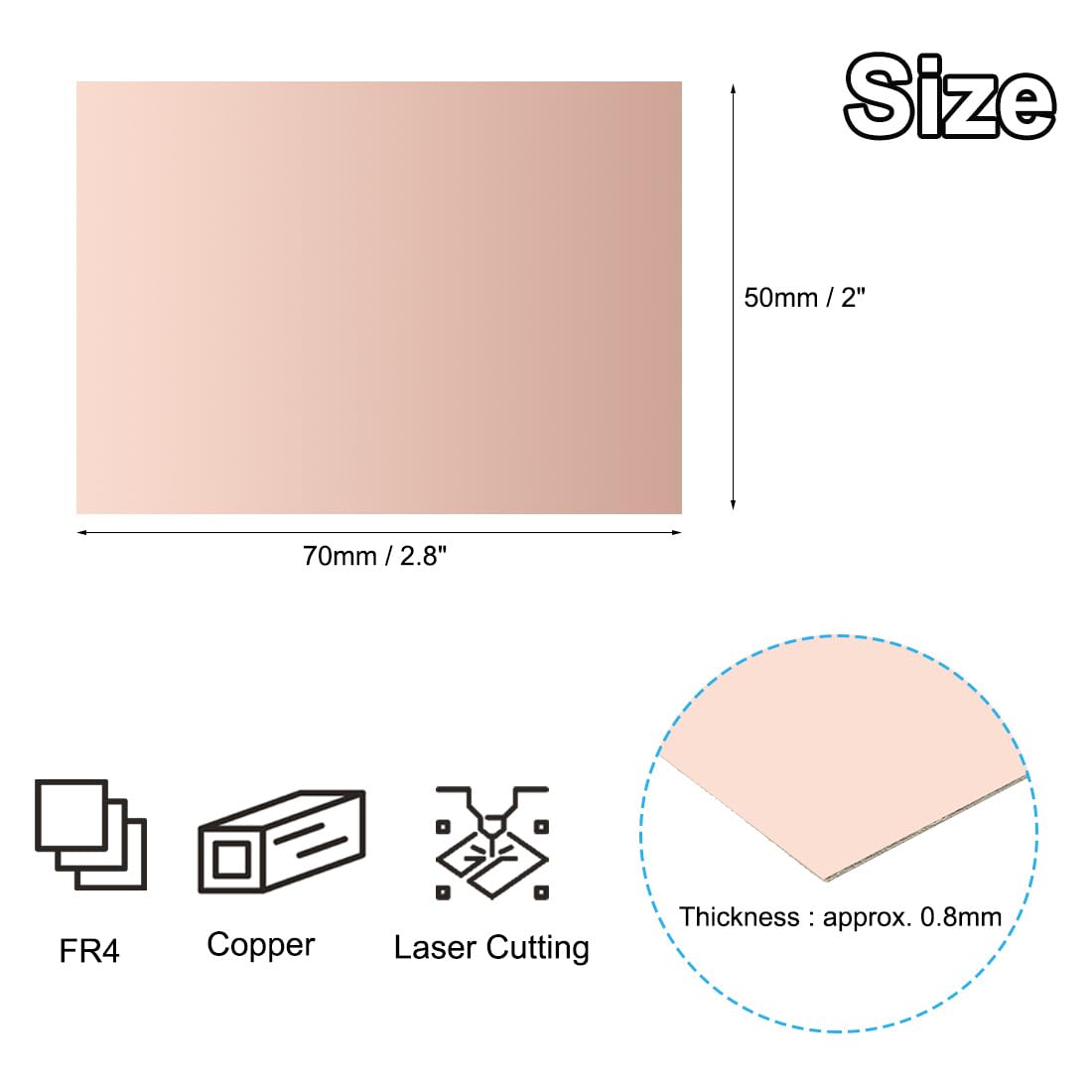PATIKIL 2x2.8 Zoll Doppelseitige Kupferkaschierte Platine PCB 12 Stück 0.8mm Dicke FR4 Kupferbeschichtete Universelle Schaltkreis Prototypen Platine Für Ätz DIY PCB Kit
