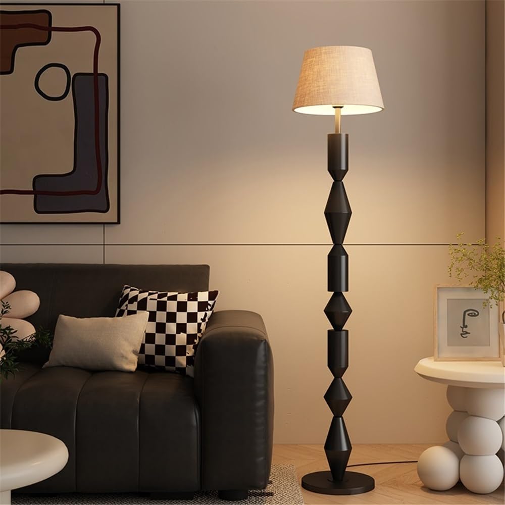 Lampa podłogowa Czarna lampa podłogowa do salonu, gabinetu, sypialni, obok sofy, lampa pionowa z abażurem