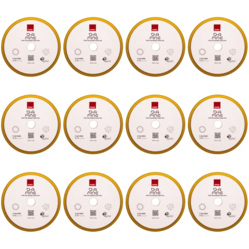 Image of RUPES 9.DA180M Pack of 12 Yellow D-A Fine Finishing Foam Pads 180mm | Ideal for Paint Correction | Moderate to Fine Defect Removal | Compatible with 6 inch Backing Plate